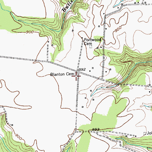 Topographic Map of Blanton Cemetery, KY