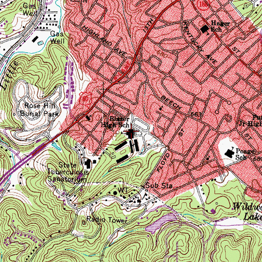 Topographic Map of Blazer High School, KY