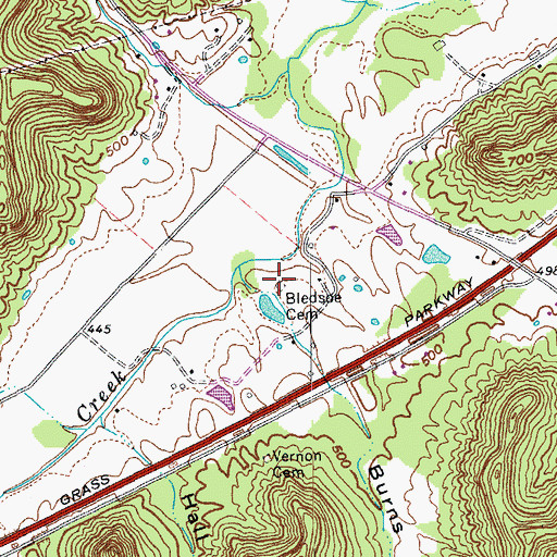 Topographic Map of Bledsoe Cemetery, KY
