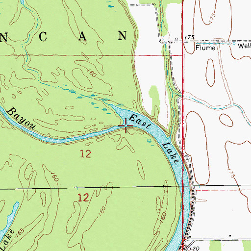 Topographic Map of East Bayou, AR