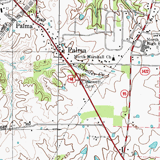 Topographic Map of Blewett Cemetery, KY
