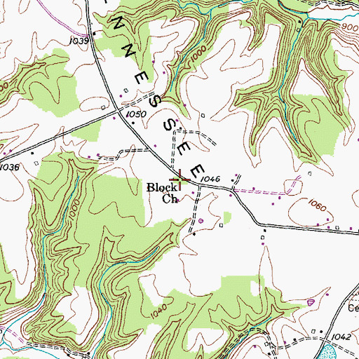 Topographic Map of Block Church, KY