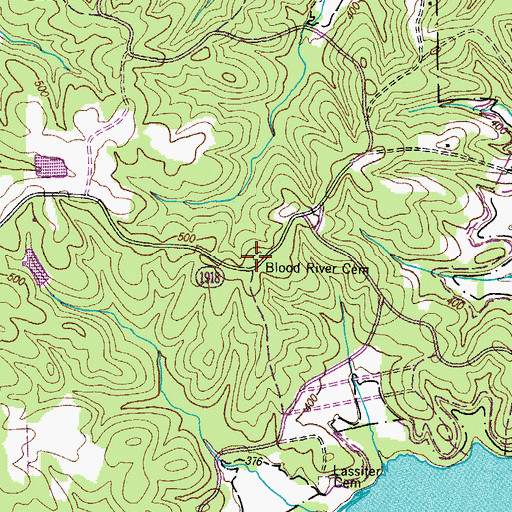 Topographic Map of Blood River Cemetery, KY