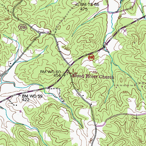 Topographic Map of Blood River Church, KY