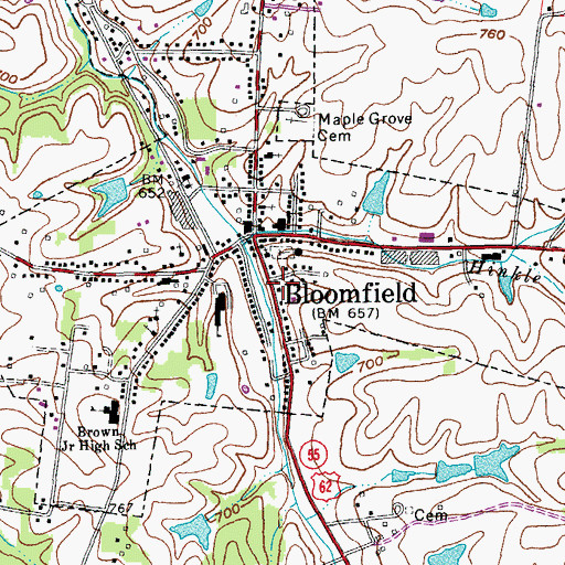 Topographic Map of Bloomfield, KY
