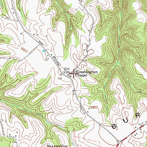 Topographic Map of Bloomington Chapel, KY