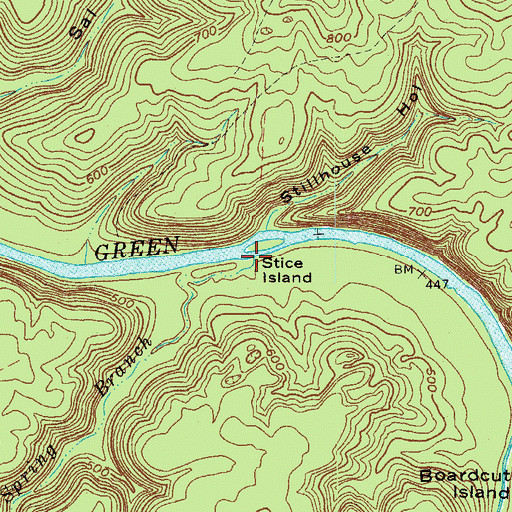 Topographic Map of Blowing Spring Branch, KY