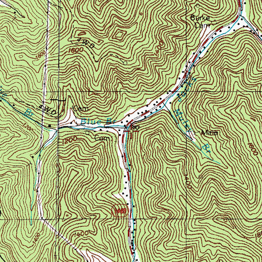 Topographic Map of Blue Branch, KY