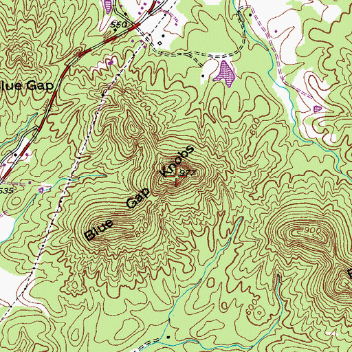Topographic Map of Blue Gap Knob, KY