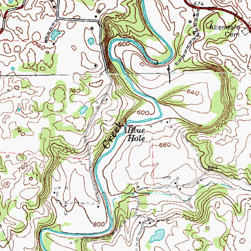 Topographic Map of Blue Hole, KY