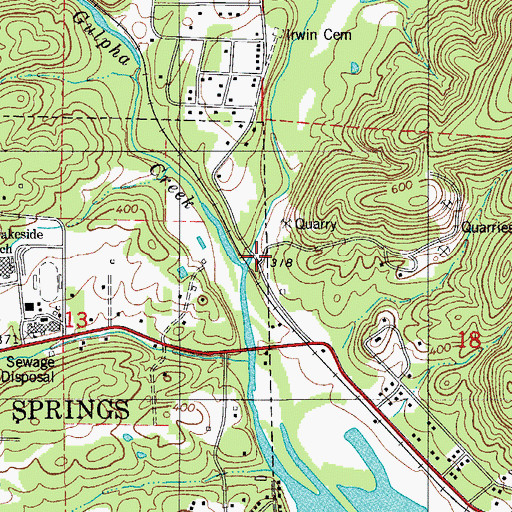 Topographic Map of East Branch Gulpha Creek, AR