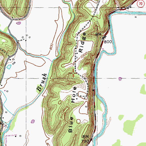 Topographic Map of Blue Hole Ridge, KY