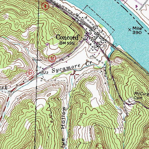 Topographic Map of Blue Hollow, KY