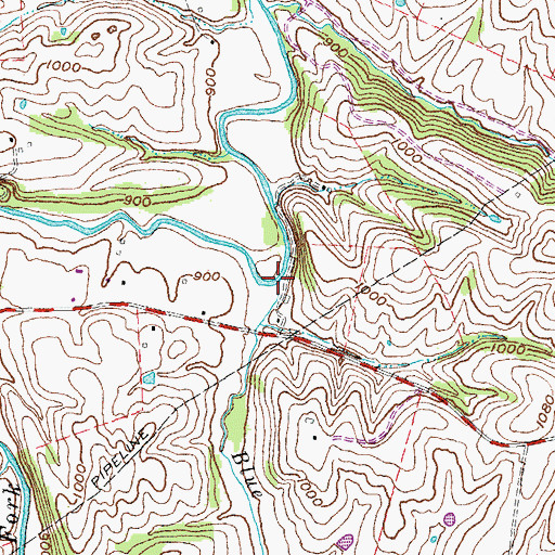 Topographic Map of Blue Lick Creek, KY