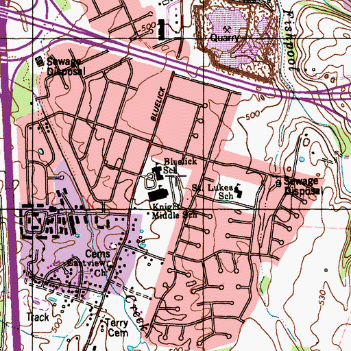 Topographic Map of Blue Lick School, KY