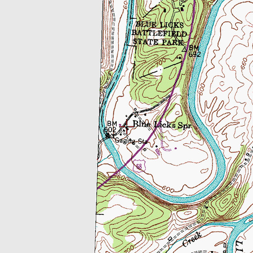 Topographic Map of Blue Licks Spring, KY