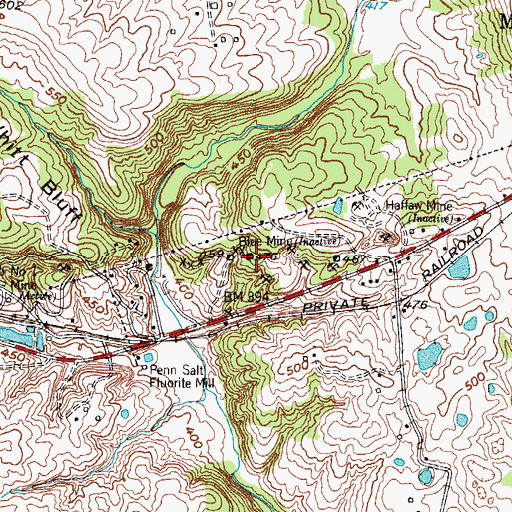 Topographic Map of Blue Mine, KY