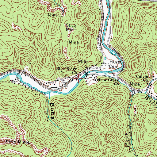 Topographic Map of Blue Ridge Church, KY