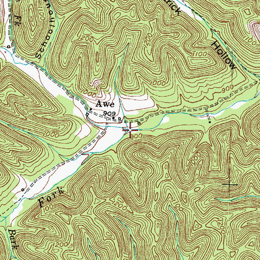Topographic Map of Blue Ridge Fork, KY