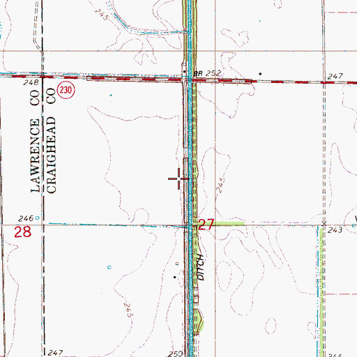 Topographic Map of East Cache River Ditch, AR