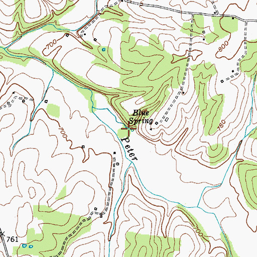 Topographic Map of Blue Spring, KY