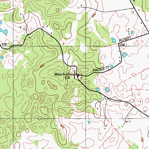 Topographic Map of Blueball Baptist Church, KY