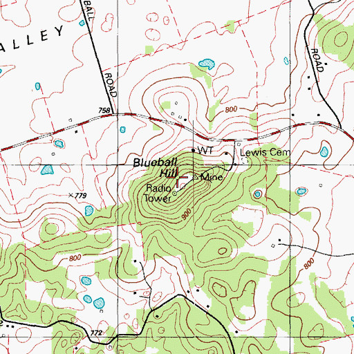 Topographic Map of Blueball Hill, KY