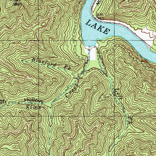 Topographic Map of Blueford Fork, KY