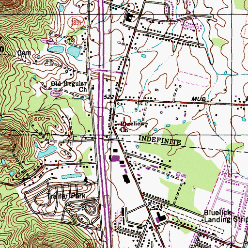 Topographic Map of Bluelick Church, KY