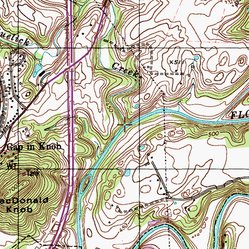 Topographic Map of Bluelick Creek, KY