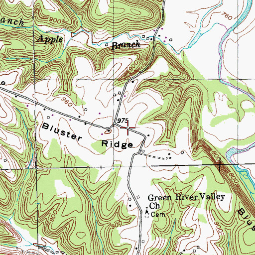 Topographic Map of Bluster Ridge, KY