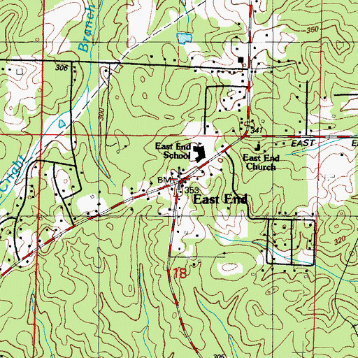 Topographic Map of East End, AR