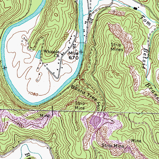 Topographic Map of Board Tree Hollow, KY