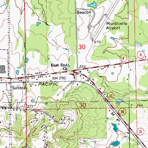 Topographic Map of East End Church, AR