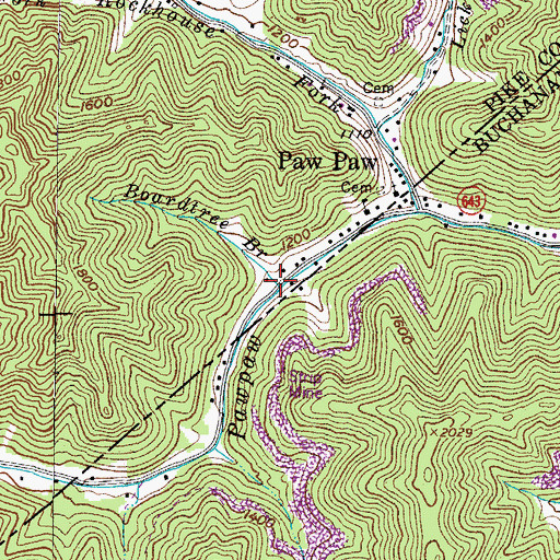 Topographic Map of Boardtree Branch, KY