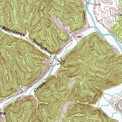 Topographic Map of Boardtree Branch, KY