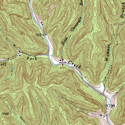 Topographic Map of Boat Gunwale Branch, KY