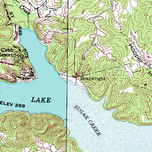 Topographic Map of Boatwright, KY