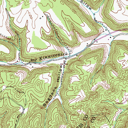 Topographic Map of Bogdens Hollow, KY