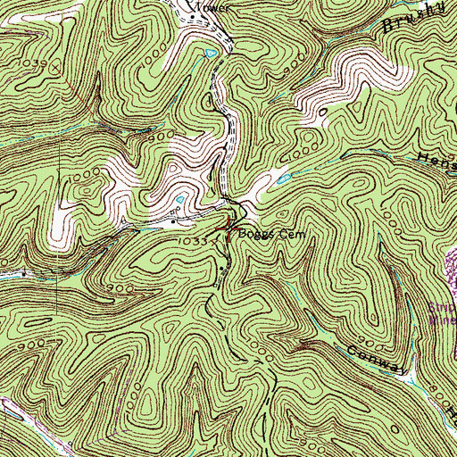 Topographic Map of Boggs Cemetery, KY