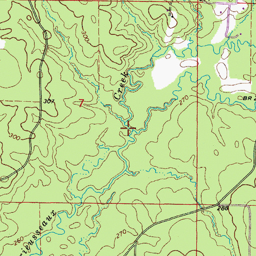 Topographic Map of East Fork Derrieusseaux Creek, AR
