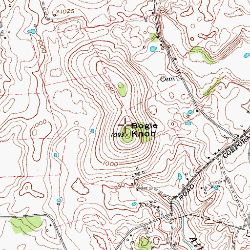Topographic Map of Bogle Knob, KY