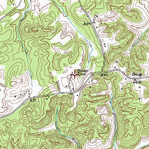Topographic Map of Boian Cemetery, KY