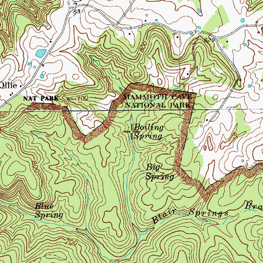 Topographic Map of Boiling Spring, KY