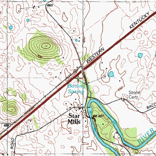 Topographic Map of Boiling Spring, KY