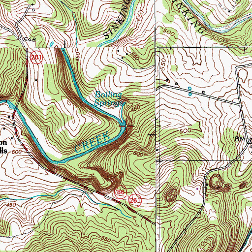 Topographic Map of Boiling Springs, KY