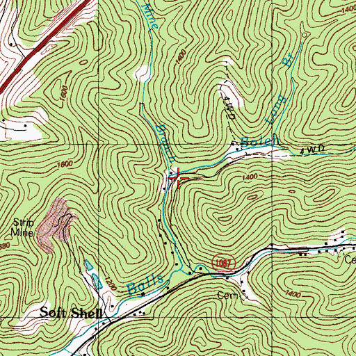 Topographic Map of Bolen Branch, KY