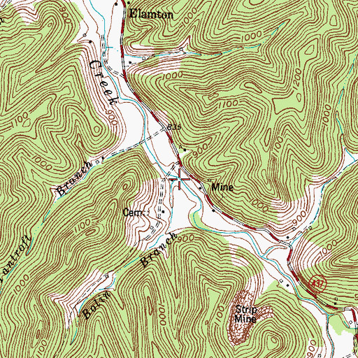 Topographic Map of Bolin Branch, KY