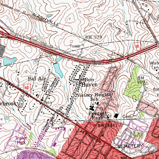 Topographic Map of Bon Haven, KY