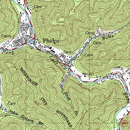 Topographic Map of Bone Branch, KY